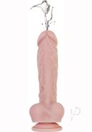 Big Shot Rechargeable Silicone Vibrating Squirting Dong With Balls 8in - Vanilla