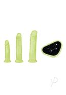 Whipsmart Glow In The Dark Pegging Kit With 6in, 8in And 9in Silicone Dildos (4 Piece) - Green